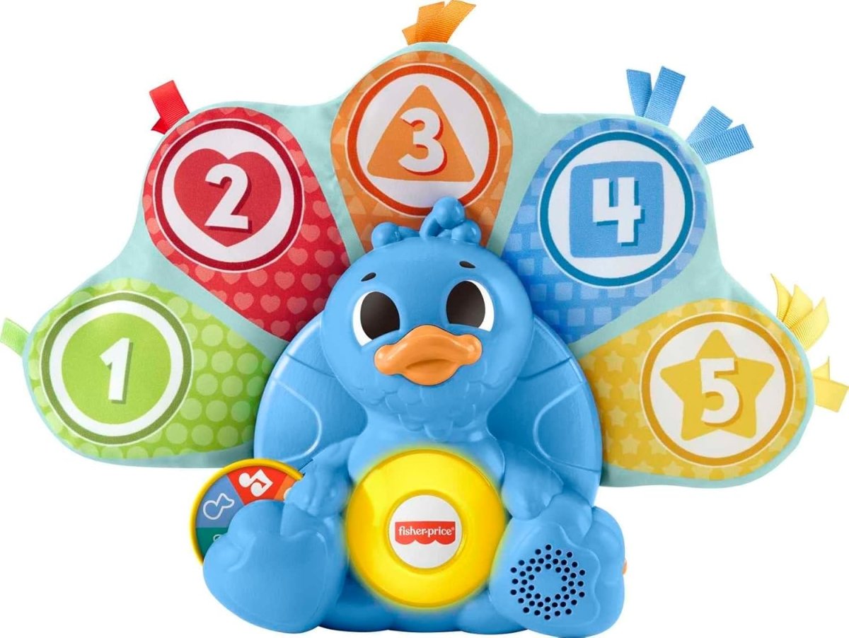 Blue penguin-shaped learning toy with numbered light panels and speaker base