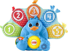 Blue penguin-shaped learning toy with numbered light panels and speaker base