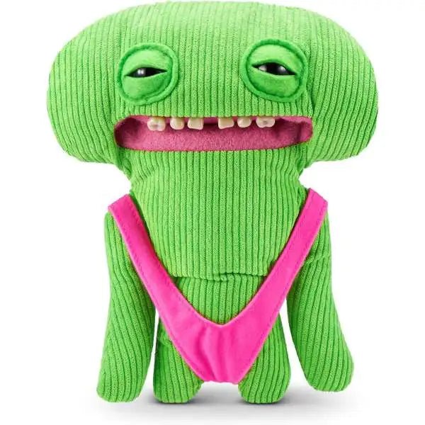 Vacay Vibes Smiley O Riley plush, green knit monster with big eyes, pink mouth & straps