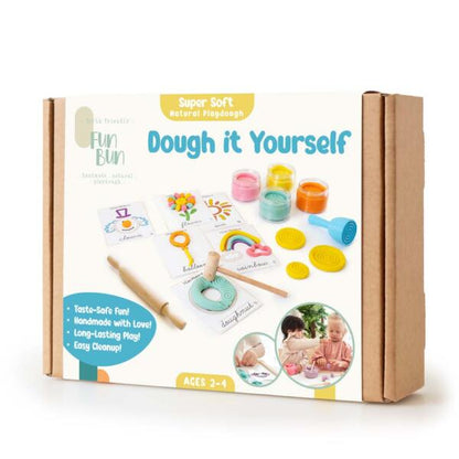 Dough It Yourself playdough kit box with tools and colorful dough tubs