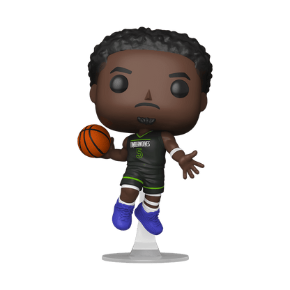 Anthony Edwards figurine holding basketball, Timberwolves dark green jersey #5