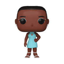 Bianca Barclay Vinylfigur mit türkisfarbenem Kleid, Ohrringen und weißen Kniestrümpfen