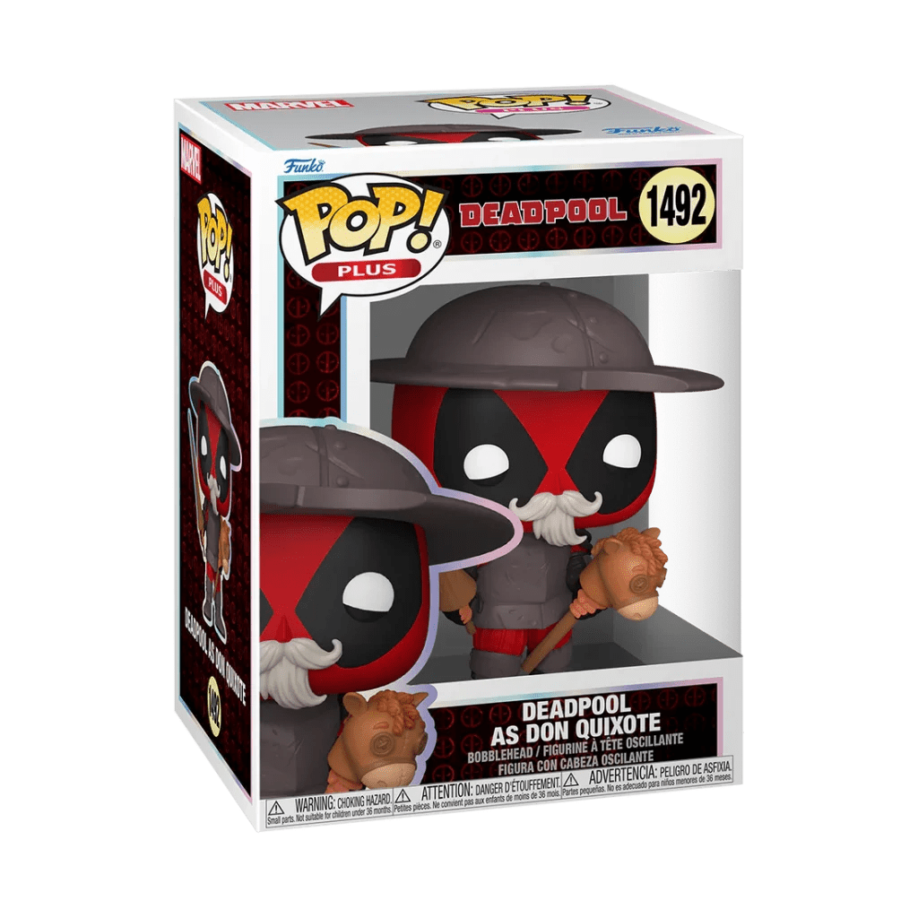 Deadpool as Don Quixote POP! Plus boxed figure, helmet, gray suit, red accents