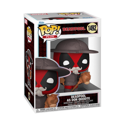 Deadpool as Don Quixote POP! Plus boxed figure, helmet, gray suit, red accents