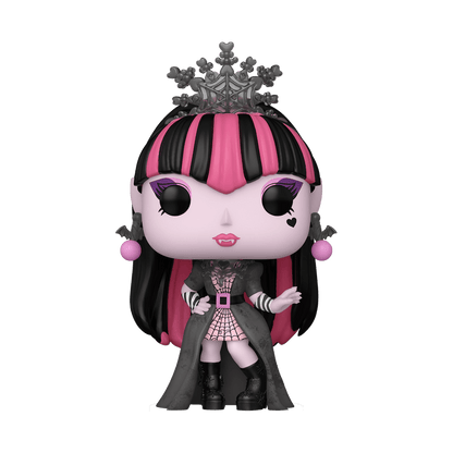 Draculaura (Howliday Outfit) Vinylfigur mit pink-schwarzem Kleid, Krone und Zöpfen