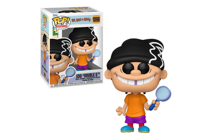 Ed 'Double D' POP! con lupa azul, junto a la caja