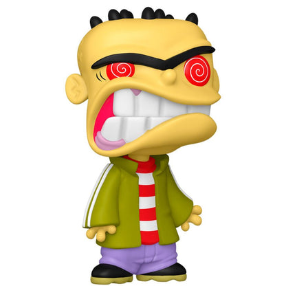 Chase Ed vinyl figure with red spiral eyes, black cap, green jacket and striped shirt.