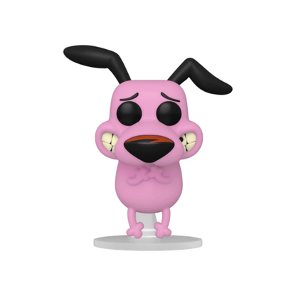 Courage the Cowardly Dog vinyl figure in pink with black ears and orange mouth