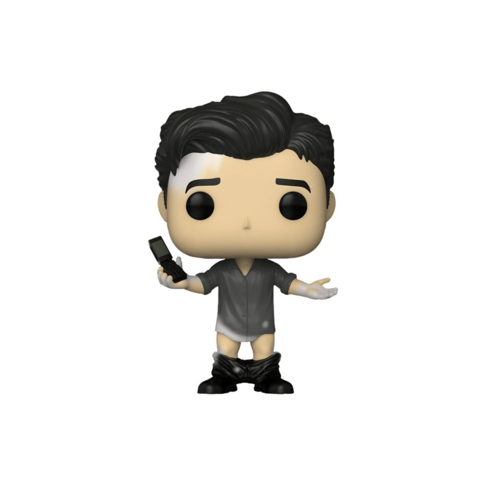 Ross Geller vinyl figure holding a black phone, gray outfit, black hair