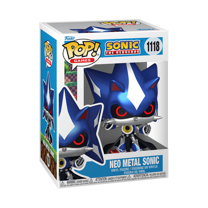 Funko Pop Games Sonic Neo Metal Sonic in blue with white lightning, in box