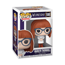 Funko Pop! Marilyn Thornhill vinyl figure in white dress, blue glasses, red boots