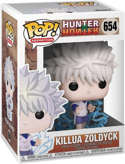 Funko Killua Zoldyck vinyl figure box, spiky white hair with blue lightning aura
