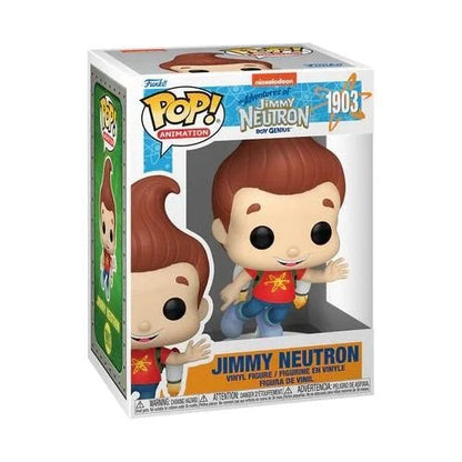 Jimmy Neutron POP! Vinyl figure in box, blue jeans and red shirt with star logo.
