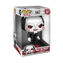 Jumbo Billy the Puppet Funko figure with white face, red eyes, black suit, red shoes