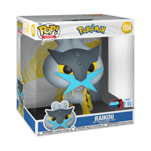 Jumbo Raikou boxed vinyl figure in window box, gray and yellow Pokémon