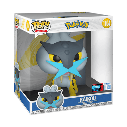 Jumbo Raikou boxed vinyl figure in window box, gray and yellow Pokémon