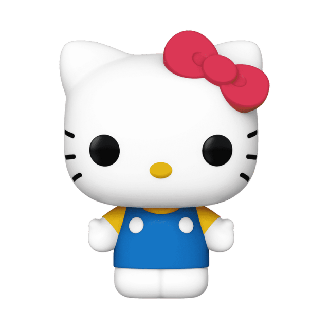Hello Kitty Jumbo figure with red bow and blue dress, white vinyl