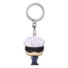 Satoru Gojo keychain with metal ring and miniature figure, white hair