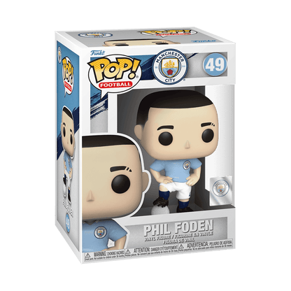 Funko POP! Football Manchester City Phil Foden vinyl figure in light-blue kit, in box