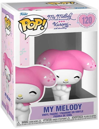 Funko My Melody vinyl POP figure in pink hood with hearts and stars, boxed