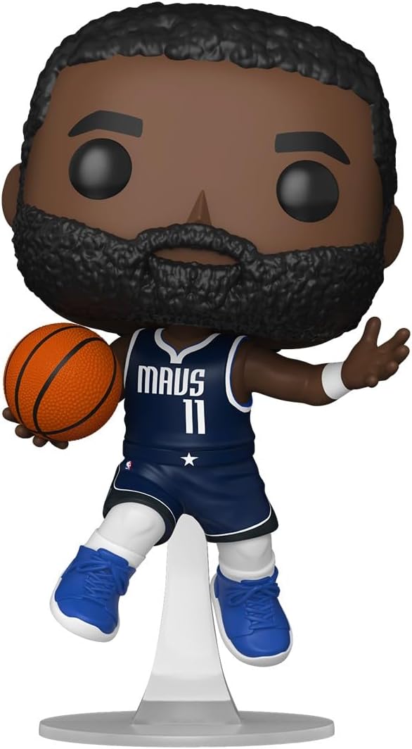 Kyrie Irving Vinylfigur: blaues Mavericks-Trikot, weiße Socken, Basketball in Hand