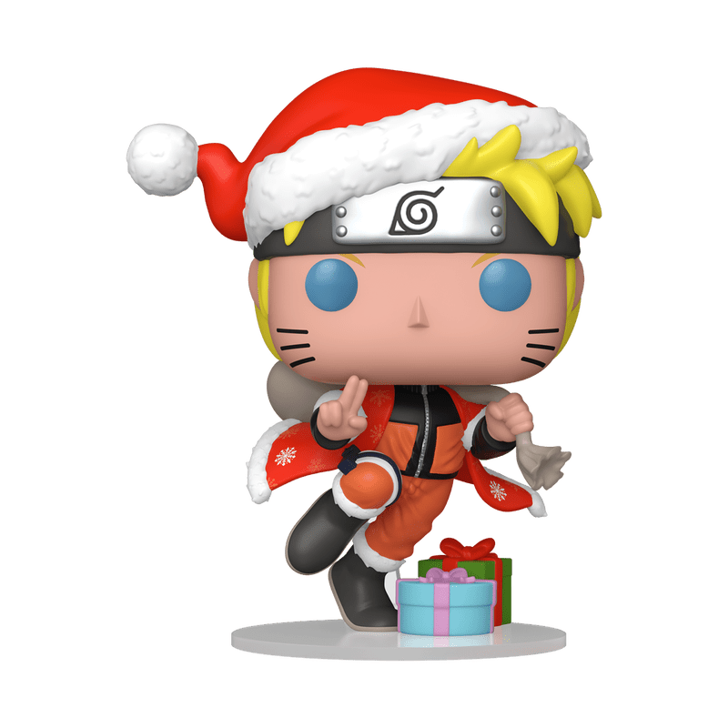 Naruto Uzumaki Plus holiday vinyl figure in red coat, white fur hat with headband
