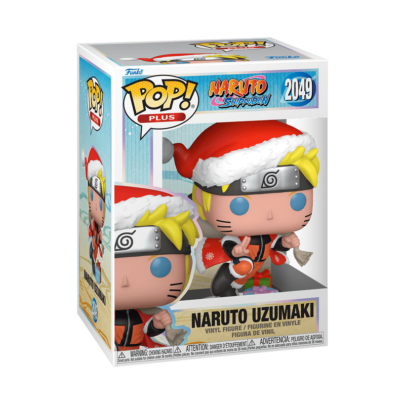 Naruto Uzumaki Plus holiday outfit vinyl figure in box, red hat with white trim