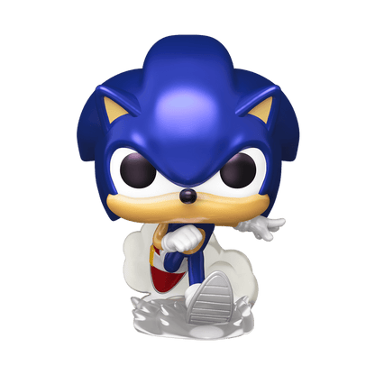 Pearlescent blue Sonic vinyl figure with white outfit, red shoes, and red scarf