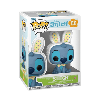 Stitch Oster-Pop! Vinylfigur mit Hasenohren, blau, gepunktete Ohren