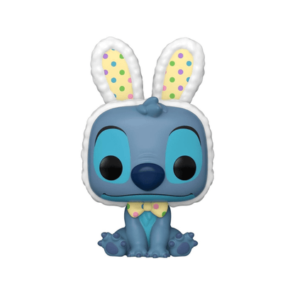 Stitch Vinylfigur, große Hasenohren mit bunten Punkten, blauer Kopf und Ohren