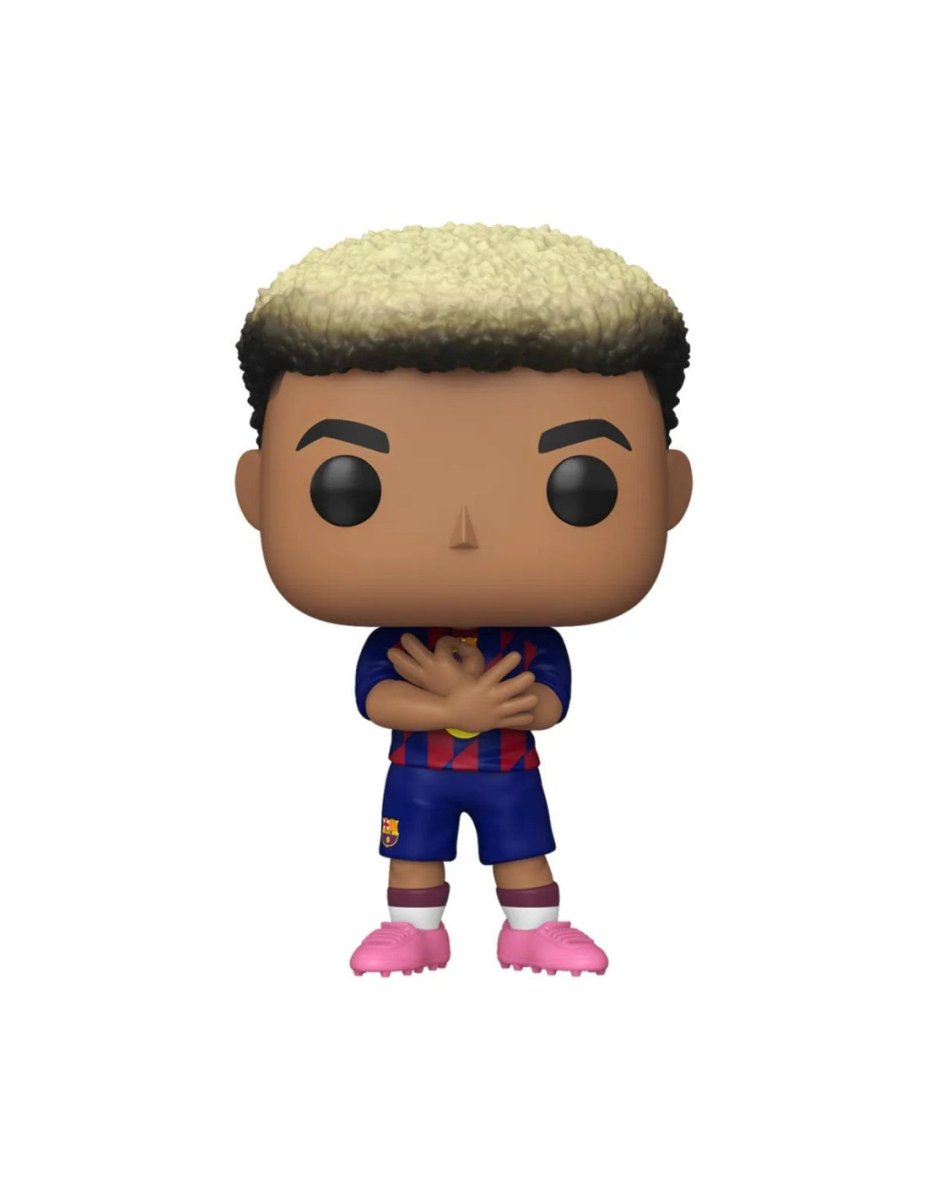 Lamine Yamal POP! figure wearing F.C. Barcelona home kit, hands crossed