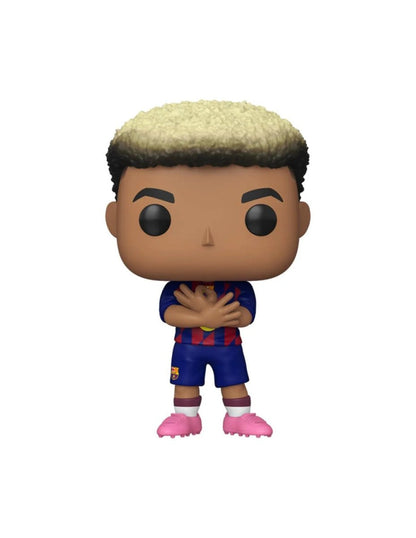 Lamine Yamal POP! figure wearing F.C. Barcelona home kit, hands crossed
