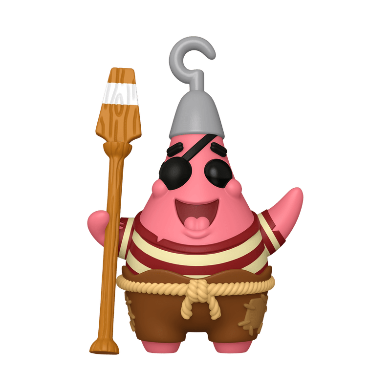 Pirate Patrick Star vinyl figure, pink character with tricorn hat and rope belt
