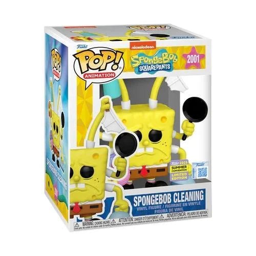 Funko POP! Premium SpongeBob Cleaning vinyl figure in box, holding spray and sponge