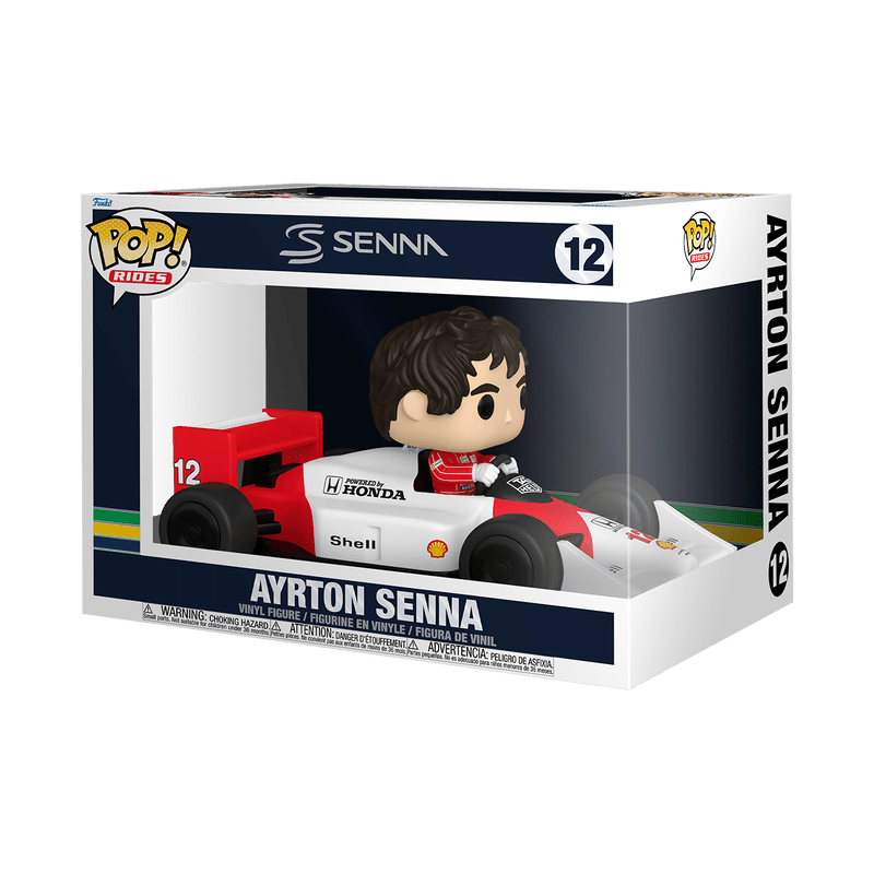 Funko POP! Rides Ayrton Senna figure in box with racing car, number 12