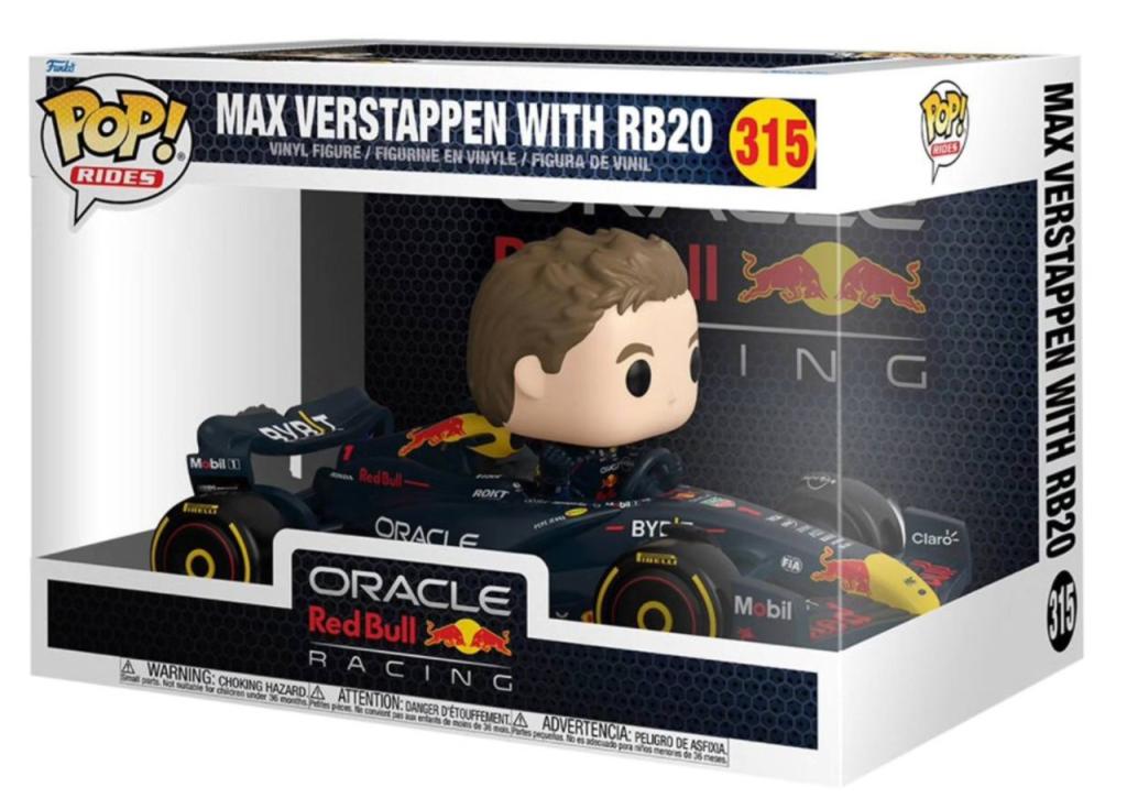 Max Verstappen POP! Rides vinyl figure in Red Bull race car box