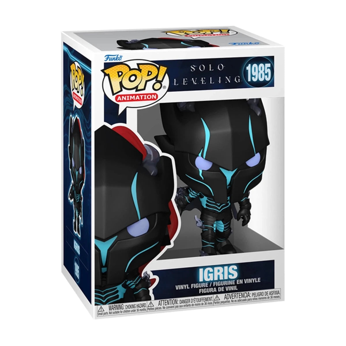 Funko Pop! Igris vinyl figure in box, black outfit with blue glowing details