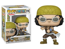 Usopp vinyl figure with green cap, gray goggles, striped arm bands and cape