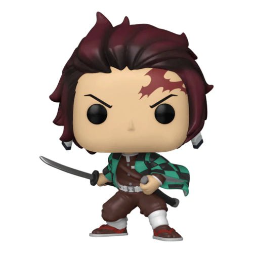 Vinylfigur Tanjiro Kamado mit Schwert, braunes Haar, grün kariertes Outfit