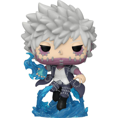 Dabi Pop! Vinyl figure: gray spiky hair, purple eyes, dark outfit, blue flame base