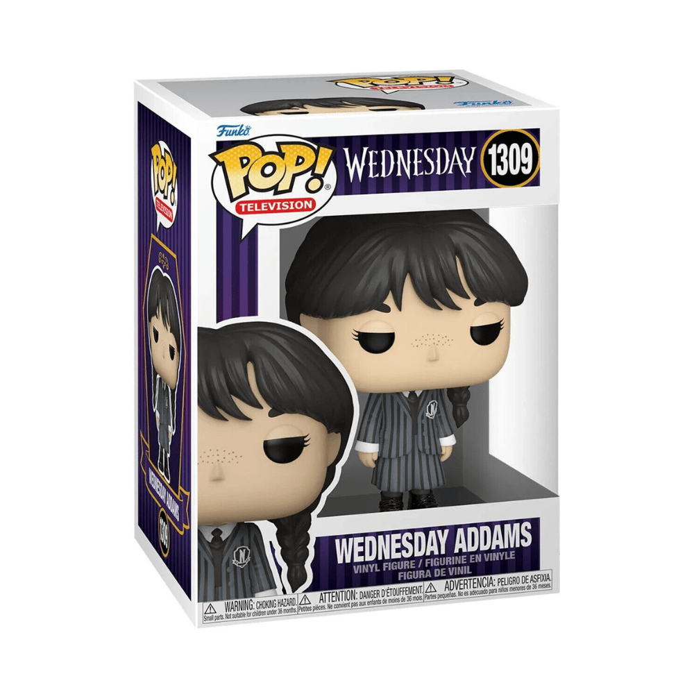 Funko Pop! Wednesday Addams vinyl figure, striped dress, boxed (1309)