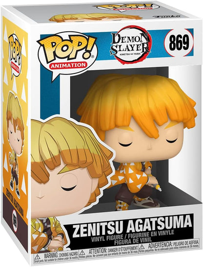 Zenitsu Agatsuma Funko Pop! Vinylfigur mit orangefarbenem Haar und gemustertem Outfit
