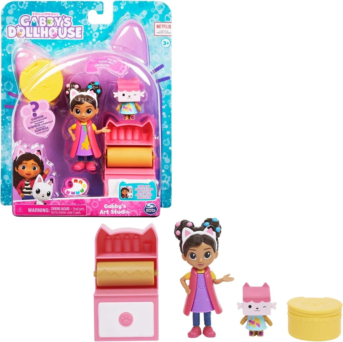 Art Studio character action figure set in blister pack with studio chair and cat figure