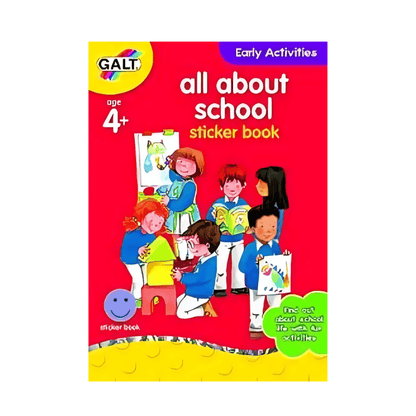 Galt All About School sticker book cover, ages 4+, Early Activities