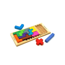 Katamino family puzzle game board with colorful pieces fitted on the numbered grid