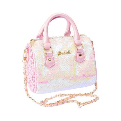 Sweet & Strong Handbag Toy: pastel sequin bag with pink handles and gold chain strap
