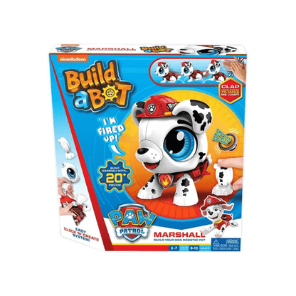 Build a Bot Marshall robotic pup build kit box, fire-themed dog character