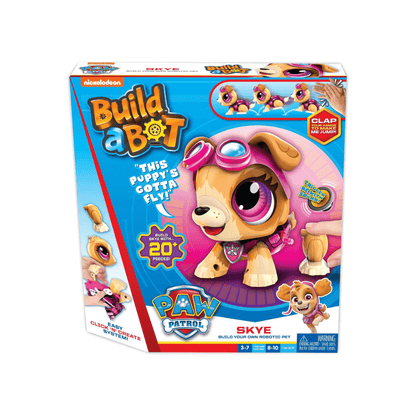 Robotic puppy build-a-bot kit box featuring Skye character, Paw Patrol styling