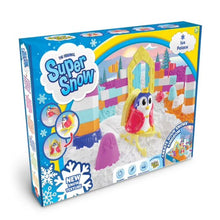 Snow playset retail box with cartoon penguin and colorful ice palace scene
