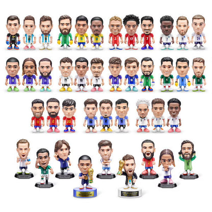 Set of mini FIFA football player figures in assorted team kits, multiple models